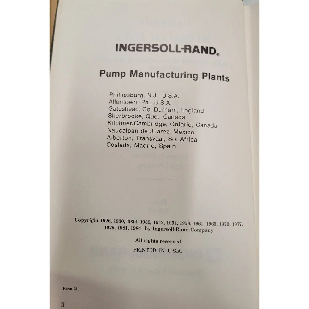 Cameron Hydraulic Data‎ Westaway Loomis 1984 16th Edition Engineering